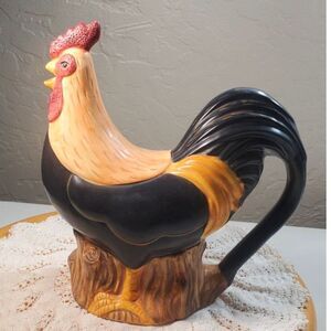 Sakura Rooster Hand Painted Pitcher Warren Kimble Country Quartet